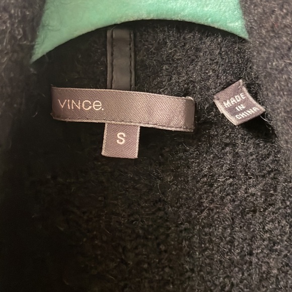 Vince Wool/Yak/Alpaca Leather Trim Open Front Sweater - Picture 3 of 6